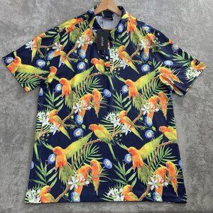 Bad Birdie Polo Shirt Mens Size XL Golf Tropicana Floral Parrots Performance